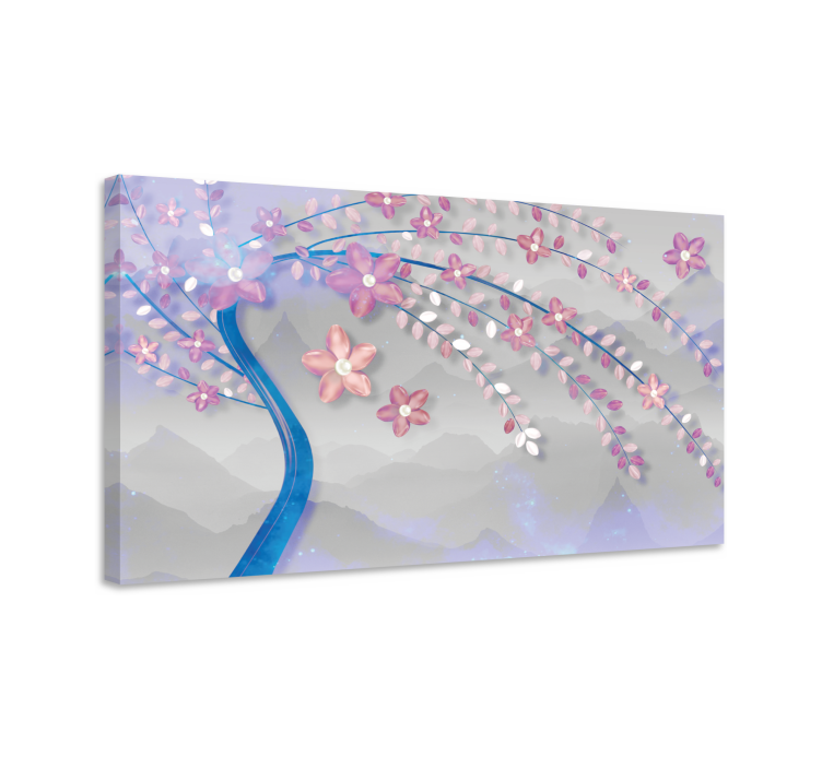 Pink cherry with swirls 3D canvas prints - TenStickers
