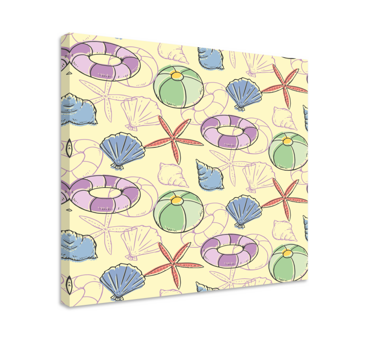 Nautical canvas art seashells and lifebuoys - TenStickers