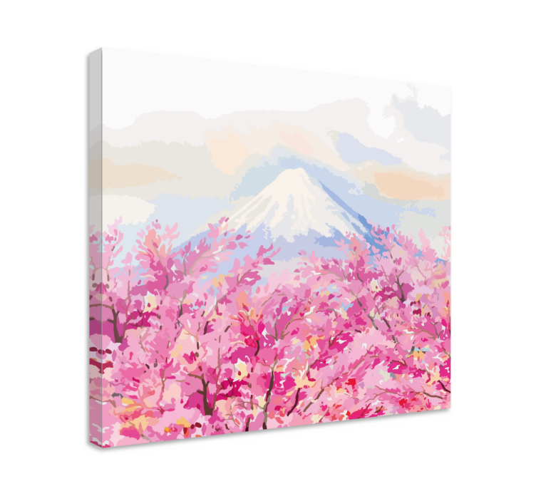 Flowers canvas mount fuji blossom art print - TenStickers