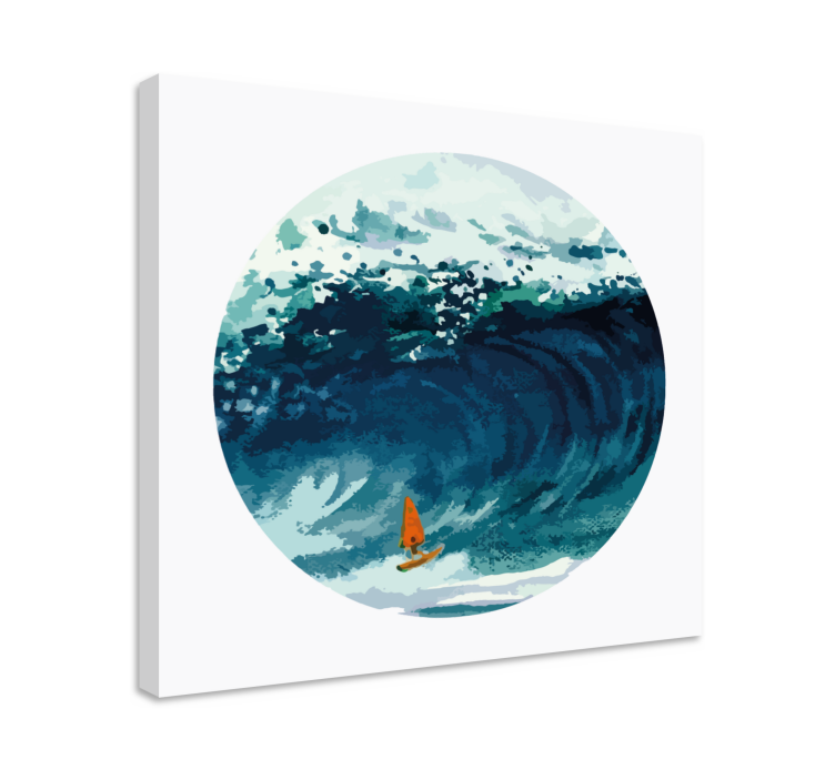 Nautical canvas art surfer catching a wave - TenStickers