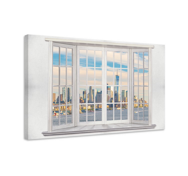 East River at dawn through window canvas prints - TenStickers