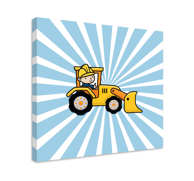 Cartoon excavator working nursery canvas - TenStickers