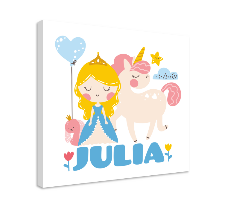 Nursery canvas princess with unicorn artwork - TenStickers