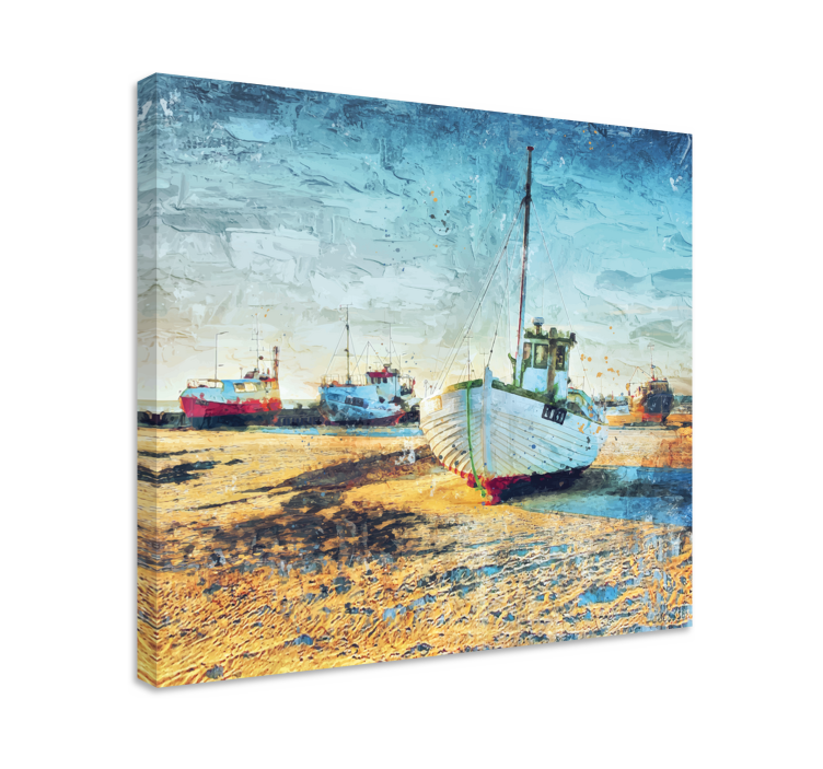 Landscape canvas fishing boats at dock - TenStickers