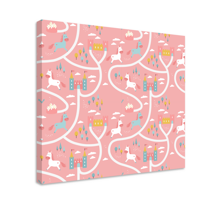 Stag canvas adventure with playful unicorns - TenStickers