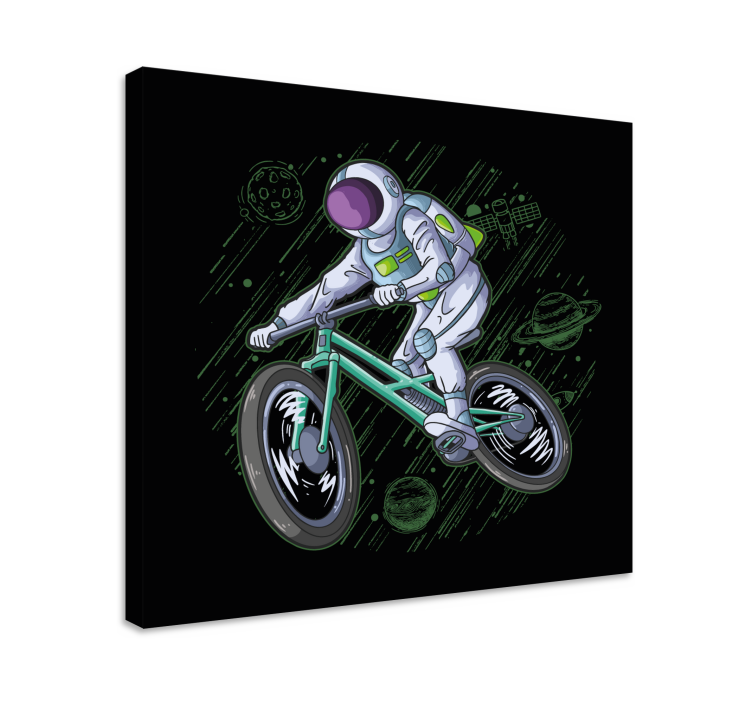 Framed gaming wall art astronaut on bicycle - TenStickers