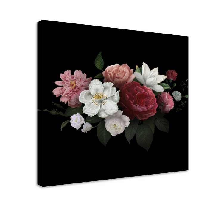 Vintage roses over a black flower canvas - TenStickers