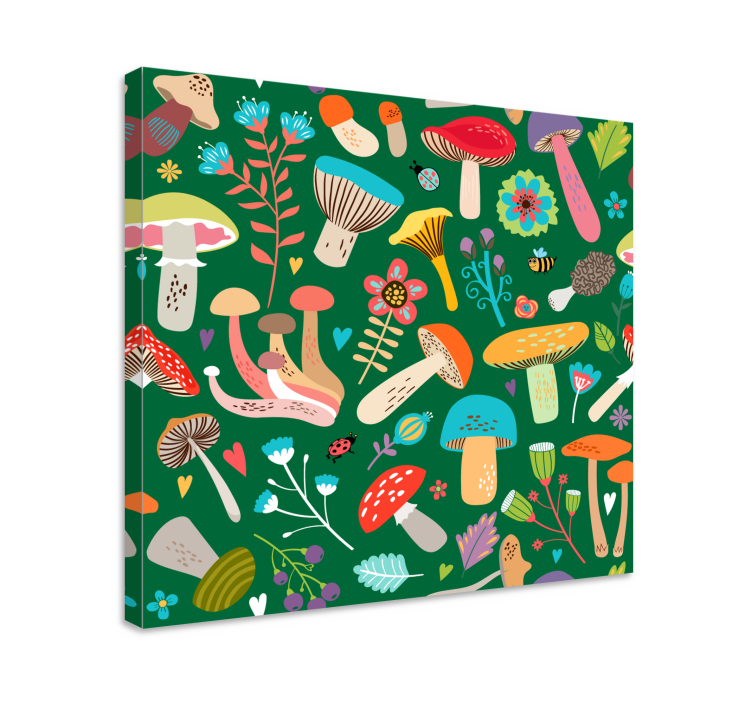Flowers canvas with lively mushroom design - TenStickers