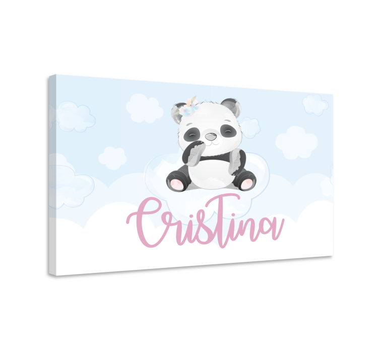 Cute panda for girl with personalised canvas - TenStickers