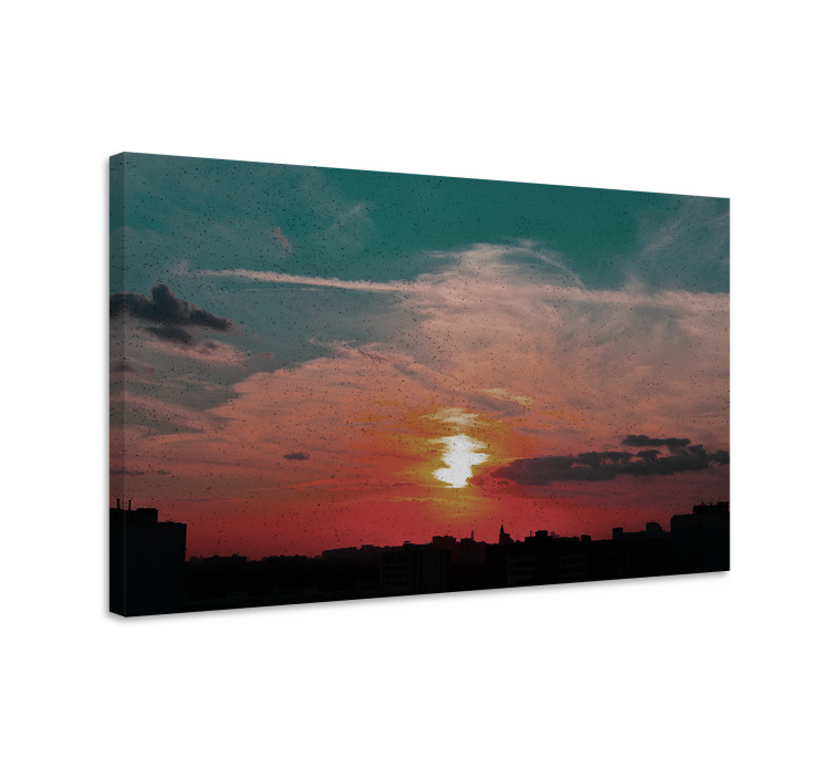 Twilight urban skyline landscape canvas - TenStickers