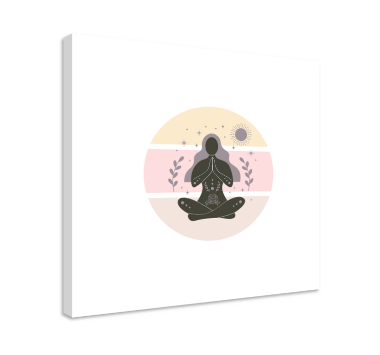 Beautiful yoga poses in circle canvas prints - TenStickers