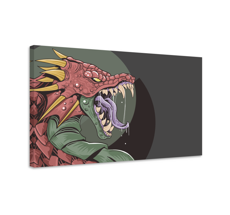 Dinosaur canvas wall art ferocious dragon artwork - TenStickers