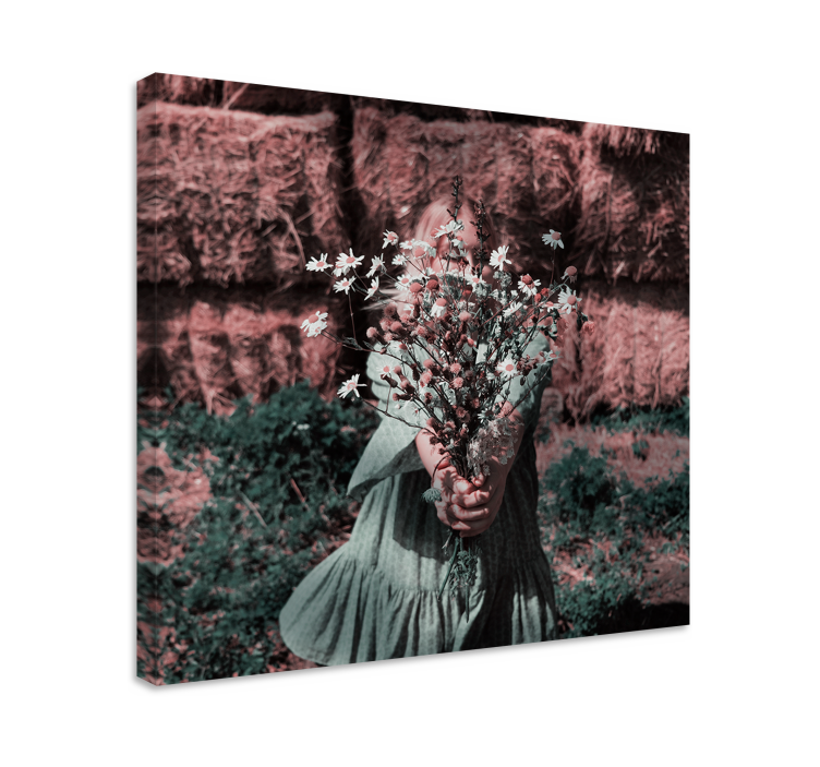 Flowers canvas girl with blossoms - TenStickers