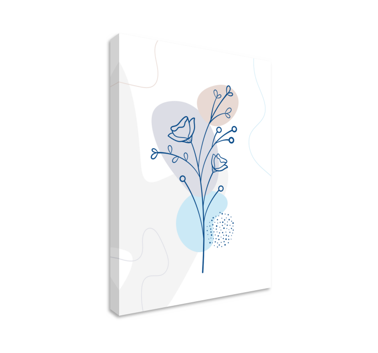 Blue art flower and leaves canvas art prints - TenStickers
