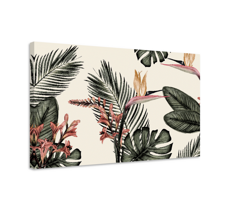 Tropical Charcoal canvas pictures living room - TenStickers