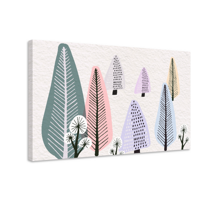 Scandinavian colorful forest tree canvas wall art - TenStickers