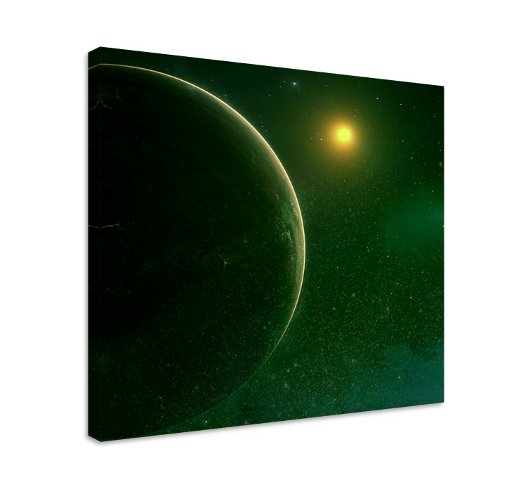 Green planet satellite space landscape canvas - TenStickers