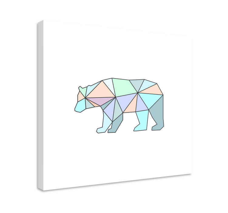 Animal canvas wall art geometric bear figure - TenStickers
