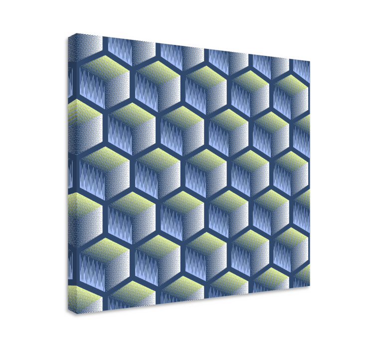 Geometric canvas hexagonal cube pattern - TenStickers