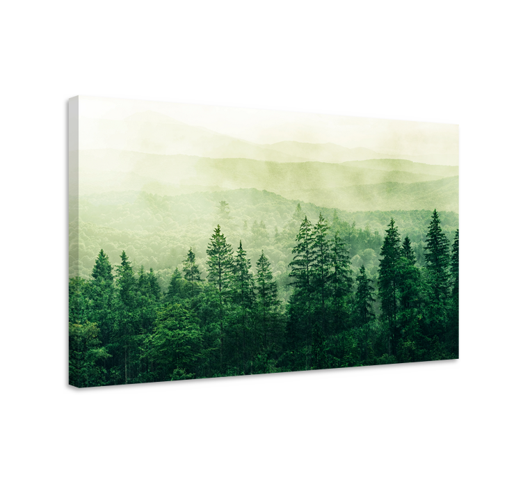 Green forest hill treetops landscape canvas - TenStickers