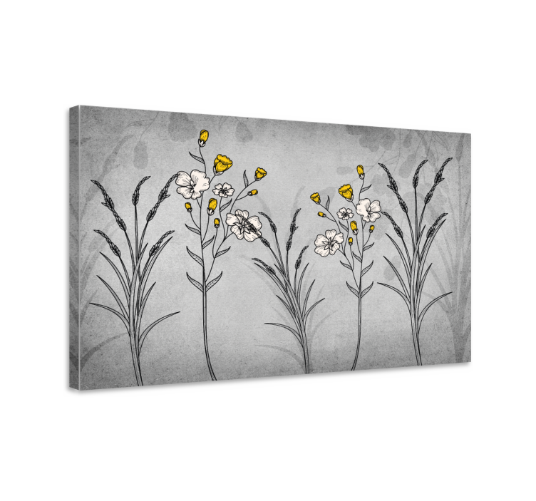 Scandinavian style grey plants canvas prints - TenStickers
