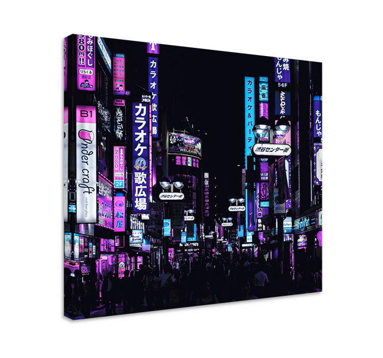 Moto Scooter night street city canvas prints - TenStickers