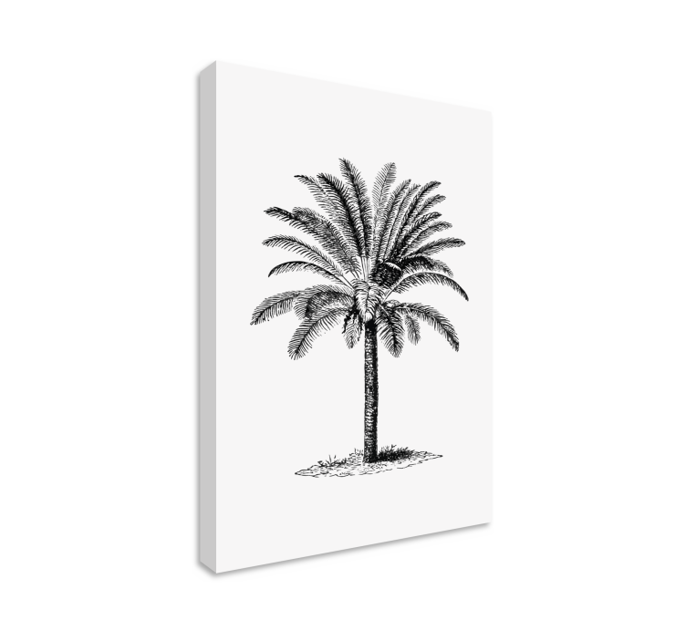 Palm tree ink silhouette tree wall canvas - TenStickers