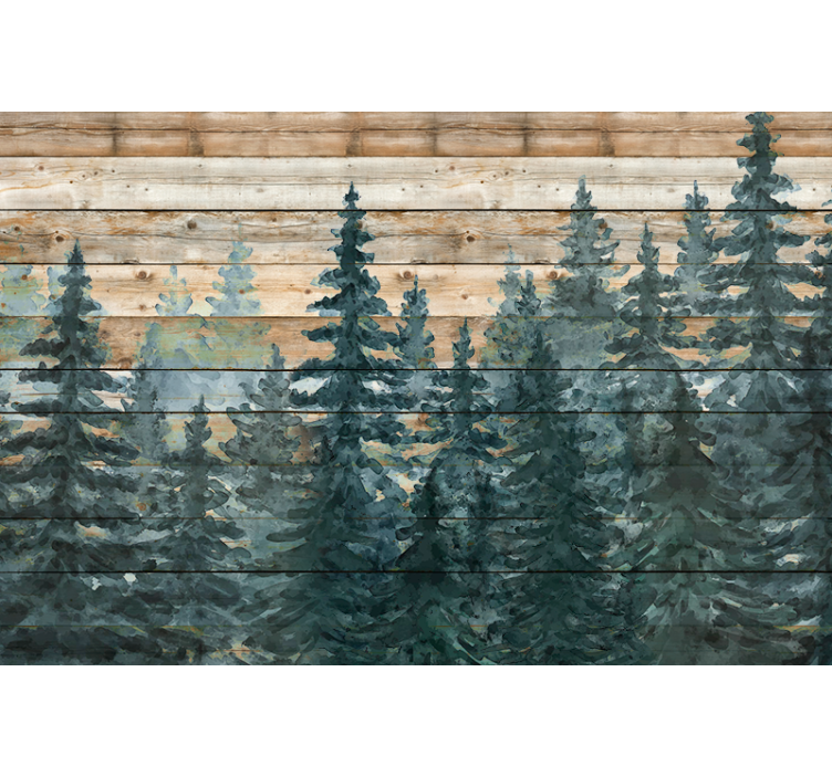 Majestic pine forest living room wall art - TenStickers