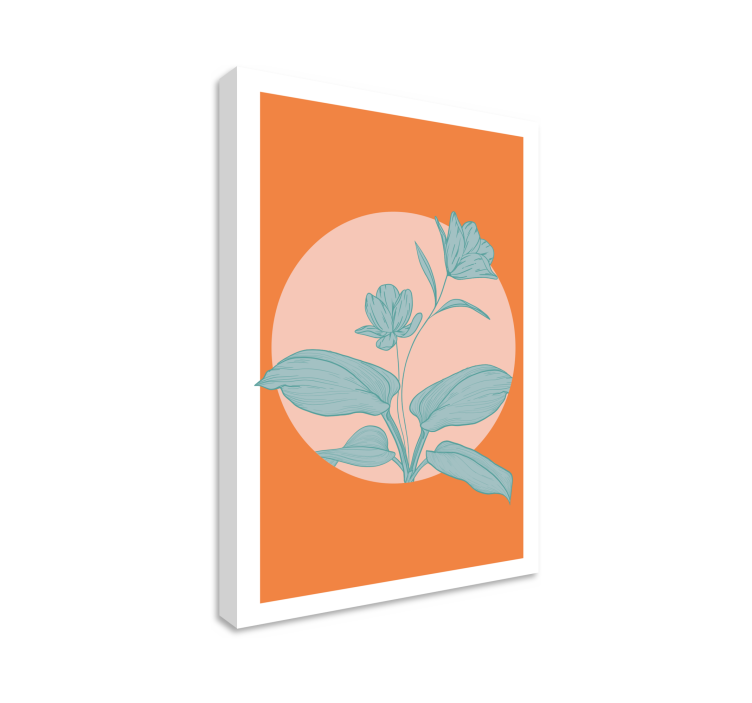 Orange stylised illustration Flowers  canvas - TenStickers