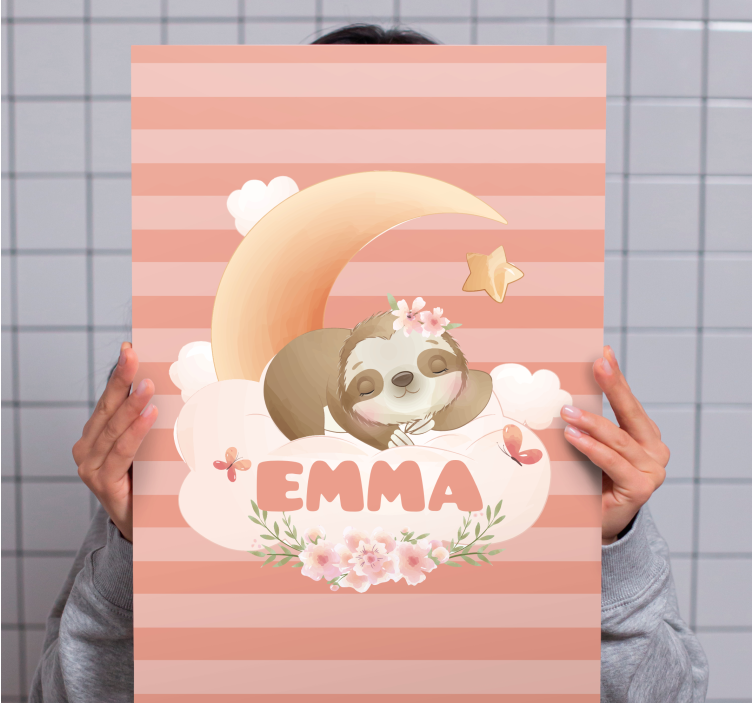 3d pictures wall art sloth and moon - TenStickers