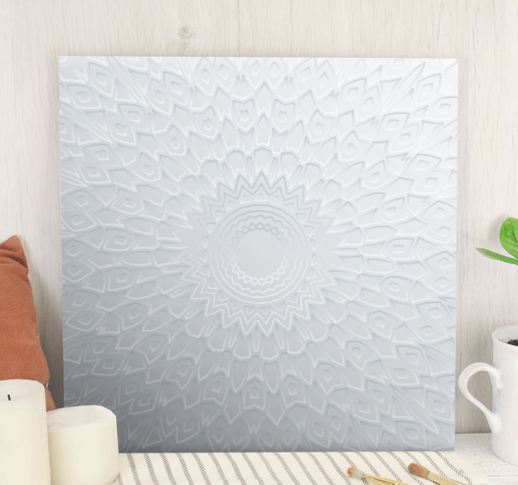 3D white mandala modern canvas wall art - TenStickers