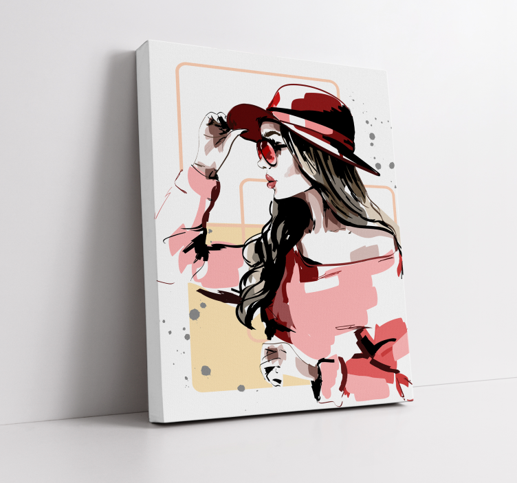 Elegant Woman with a hat canvas print - TenStickers