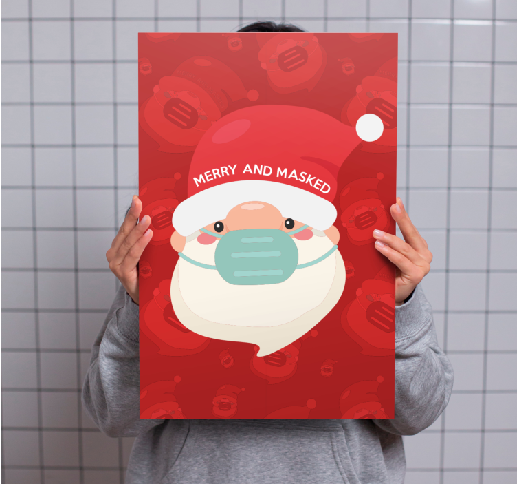 Abc canvas wall art merry santa in a mask - TenStickers