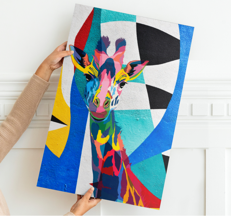 Abstract Colorful Giraffe geometric canvas - TenStickers