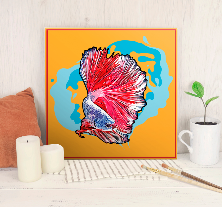 Abstract colours fish canvas - TenStickers