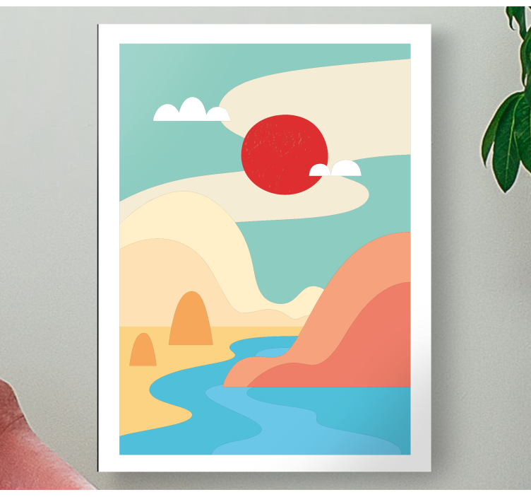 Abstract mountains and river canvas art prints - TenStickers