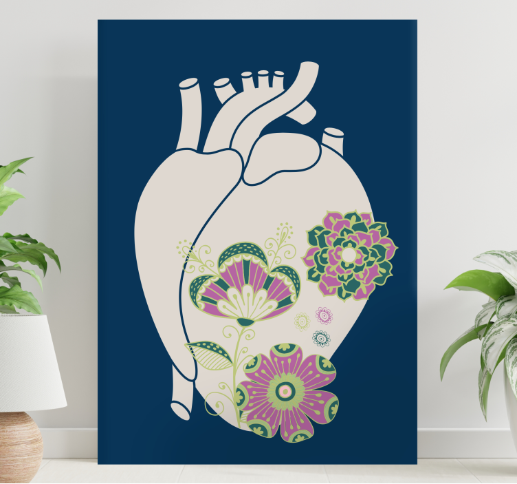 Abstract wall art 1 heart floral design - TenStickers