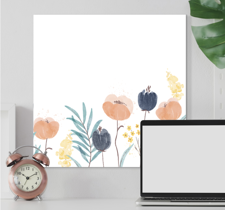 Abstract watercolor painting flower canvas - TenStickers