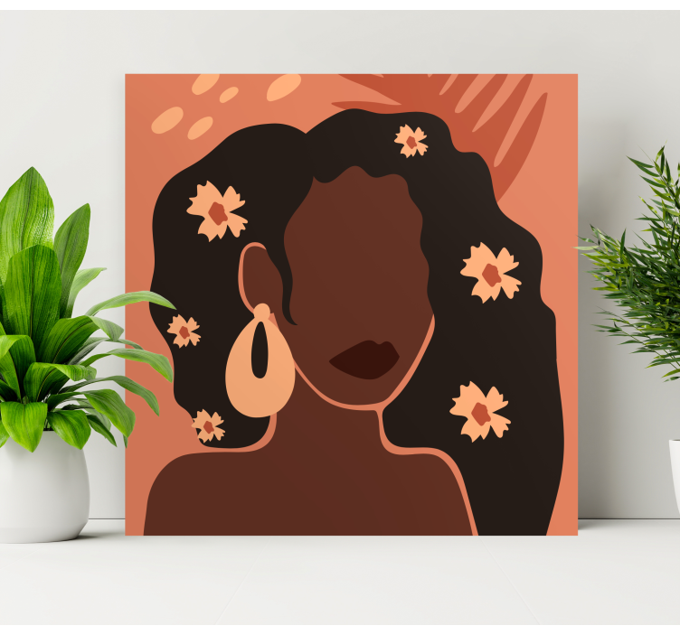 Aesthetic girl with flowers flower canvas - TenStickers