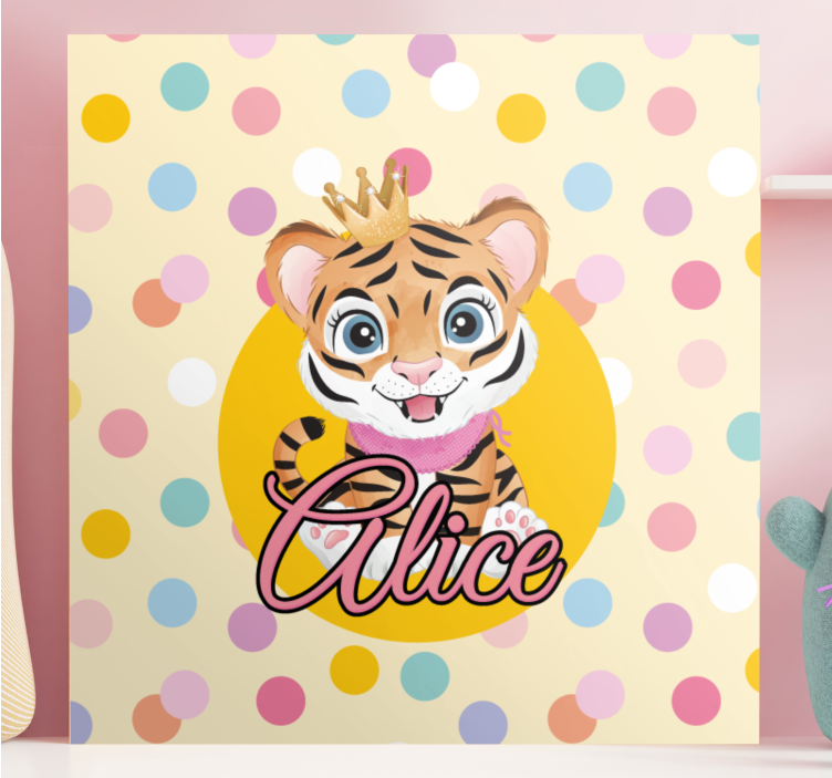 Animal canvas wall art cute tiger character - TenStickers