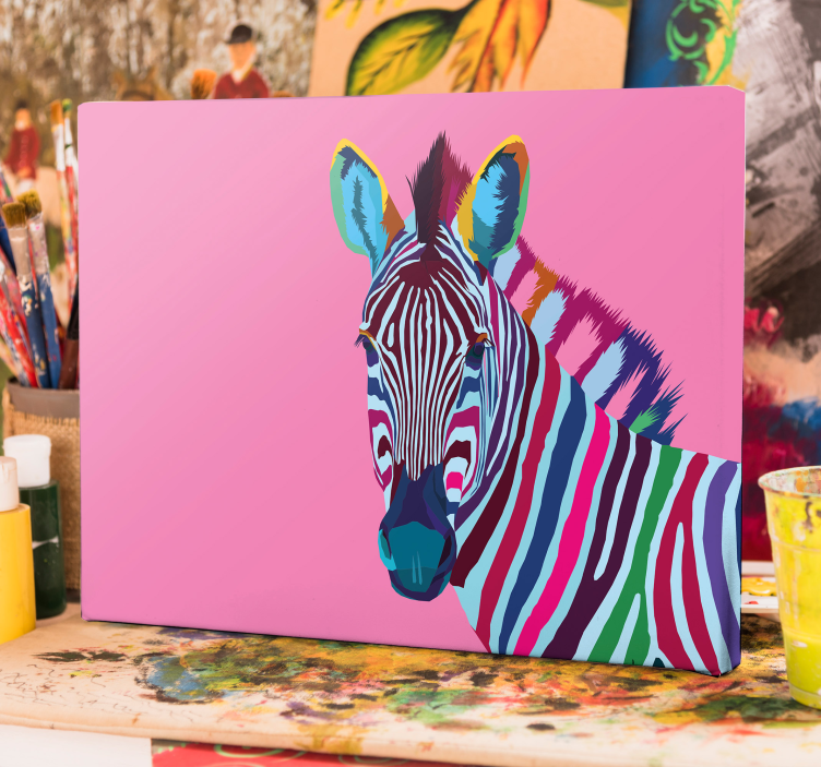 Animal canvas wall art vibrant zebra print - TenStickers