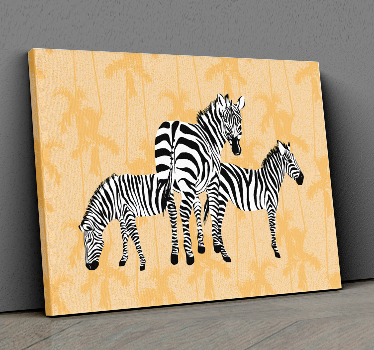 Animal canvas wall art zebra trio display - TenStickers
