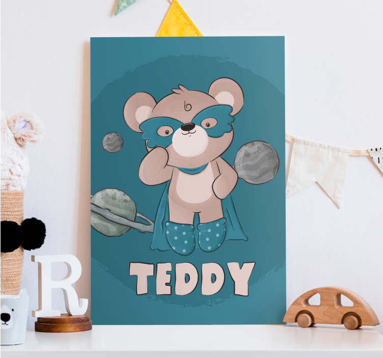 Bear hero personalised canvas - TenStickers