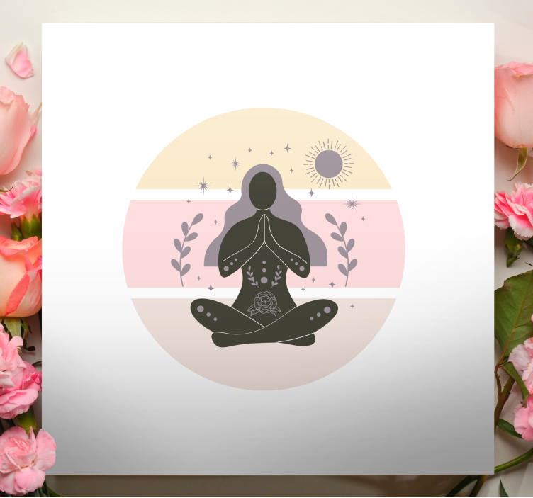 Beautiful yoga poses in circle canvas prints - TenStickers