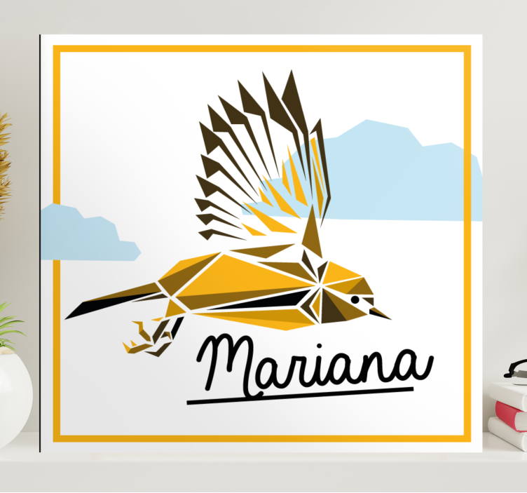 Bird canvas wall art flying yellow bird - TenStickers