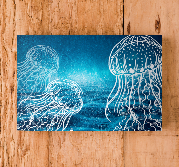 Blue and white jellyfish bedroom wall prints - TenStickers
