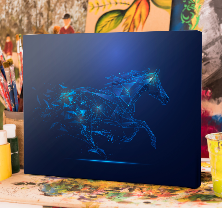 Blue geometric  horse canvas - TenStickers