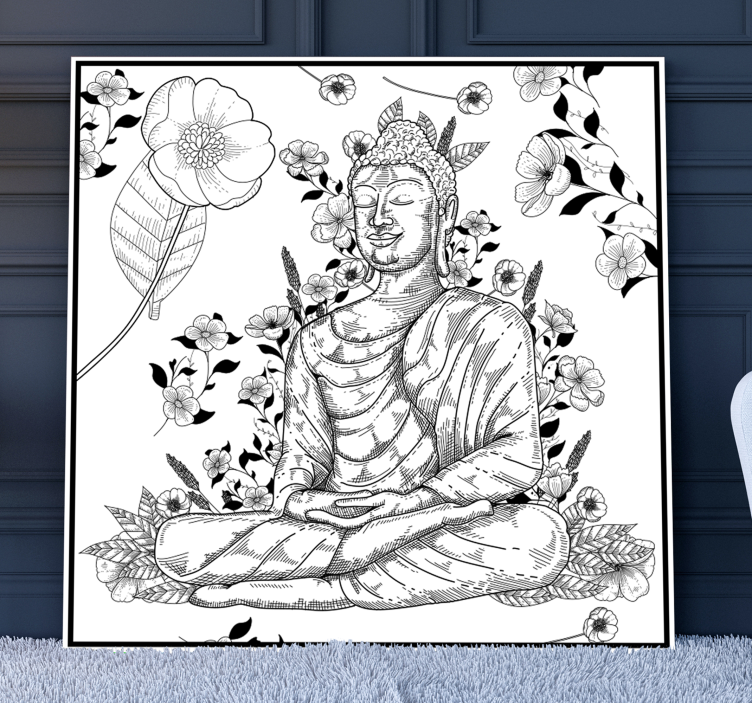 buda blanco y negro buddha wall art - TenStickers