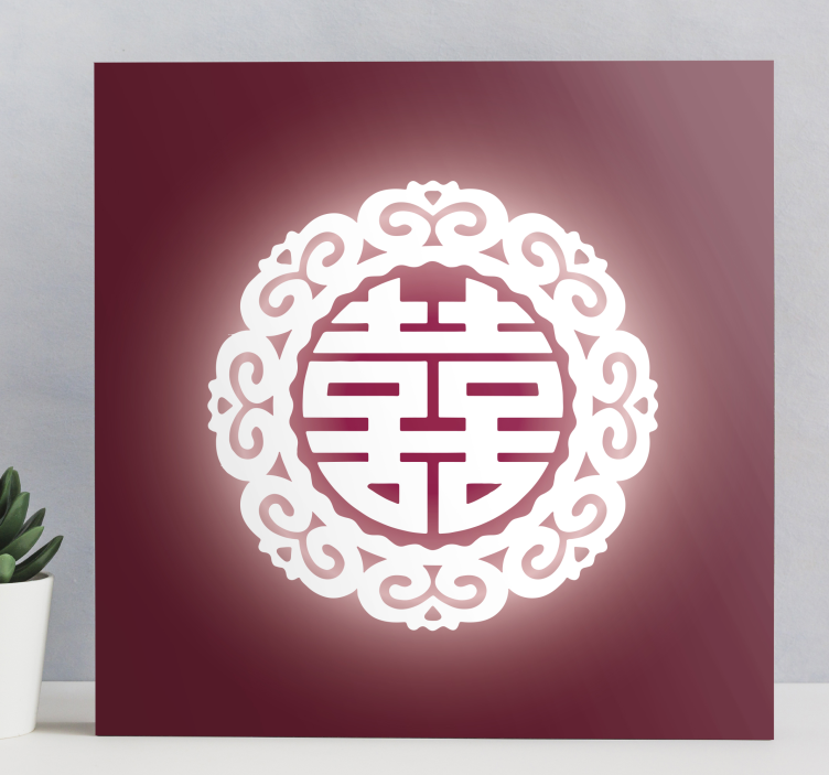 Buddha wall art with red chinese symbol - TenStickers