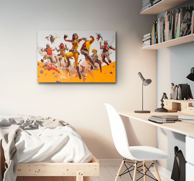 characters flying attack framed gaming wall art - TenStickers